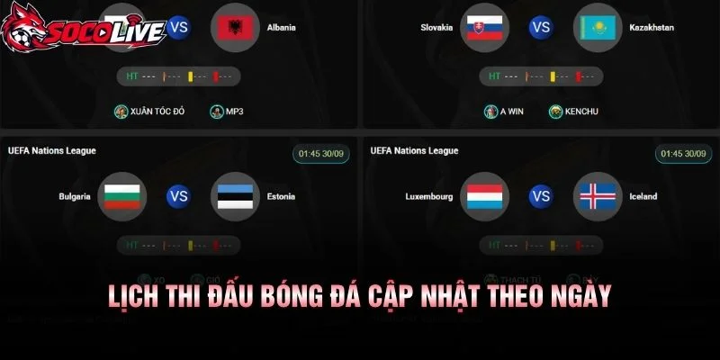 Lịch Thi Đấu Bóng Đá Cập Nhật Theo Ngày